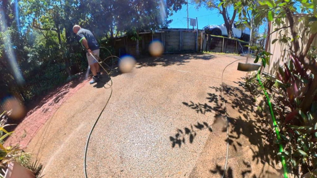 preparing a driveway for pressure cleaning